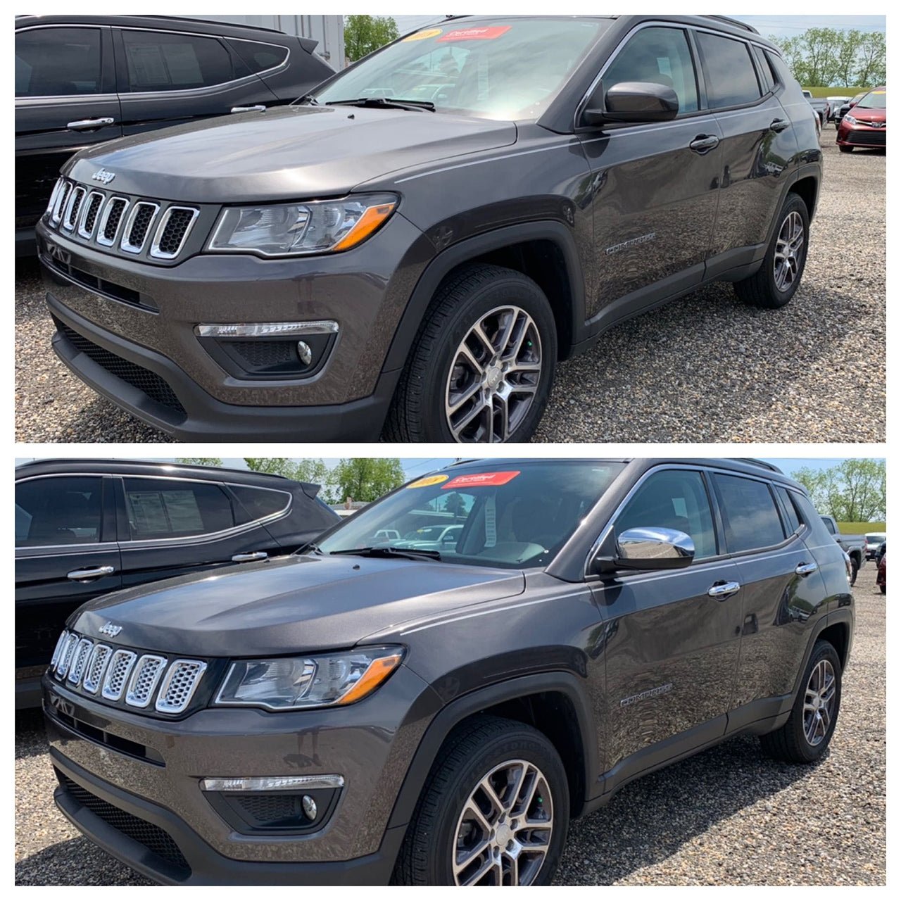 Trim Illusion - Chrome Patented Snap-on W/Tape Patented Door Handle Cover 17-23 Jeep Compass W/ or W/O Smart Key 10 PCS