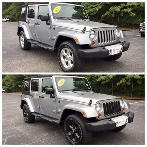 Trim Illusion - Gloss Black Tape-on Patented Grille Overlay 07-17 Jeep Wrangler, 2018 Jeep Wrangler JK Sport/Sahara/Rubicon/Unlimited Sport 7 PCS