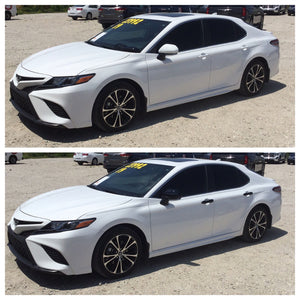 Trim Illusion -  No Turn Signal Top Gloss Black Tape-on Mirror Cover 17-22 Toyota Prius, 18-23 Toyota Camry, 19-22 Toyota Avalon 2 PCS