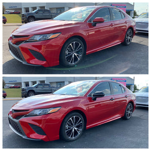 Trim Illusion -  No Turn Signal Top Gloss Black Tape-on Mirror Cover 17-22 Toyota Prius, 18-23 Toyota Camry, 19-22 Toyota Avalon 2 PCS