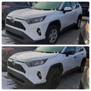 Trim Illusion - Gloss Black Patented Snap-on W/Tape Patented Grille Overlay 19-23 Toyota RAV4 LE/XLE/Premium Does not fit grille with Proximity sensor 2 PCS
